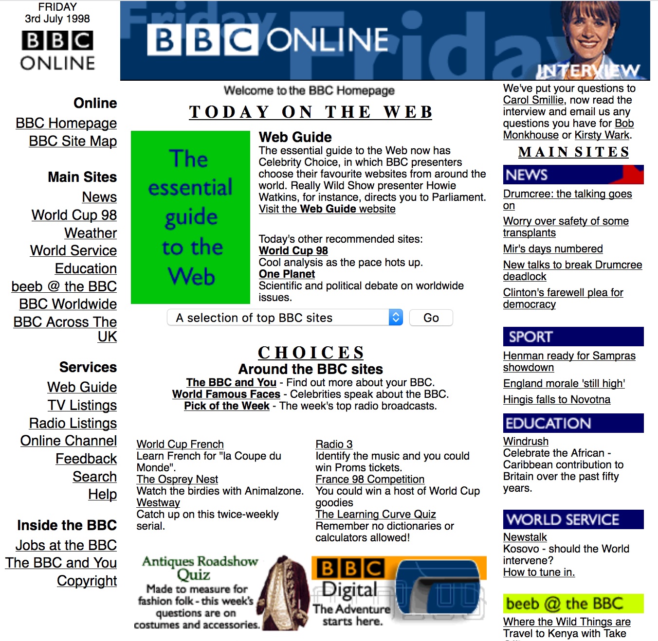 BBC.co.uk Homepage (1998)